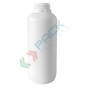 Bottiglia in plastica (HDPE) cilindrica a collo largo, capacità 1000 ml, chiusura con tappo a vite con apertura del sigillo a strappo (tappo escluso), colore bianco latte