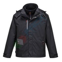 Giacca da lavoro antipioggia, 100% poliestere, traspirante e antivento con cuciture nastrate, modello Radial 3 in 1, omologata EN 343, cappuccio a scomparsa, colore nero