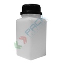 Flacone in plastica (HDPE) rettangolare a collo stretto, capacità 250 ml, chiusura con tappo a vite con apertura del sigillo a strappo (tappo incluso), colore neutro