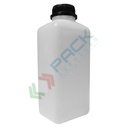 Flacone in plastica (HDPE) rettangolare a collo stretto, capacità 1000 ml, chiusura con tappo a vite con apertura del sigillo a strappo (tappo incluso), colore neutro