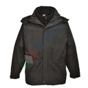 Giacca da lavoro antipioggia, 100% poliestere, modello 3-in-1, impermeabile e antivento, omologata EN 343, cappuccio a scomparsa, colore nero