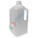 Flacone in plastica (HDPE) rettangolare a collo stretto con maniglia, capacità 2500 ml, chiusura con tappo a vite con apertura del sigillo a strappo (tappo escluso), colore neutro