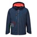 Giacca da lavoro antipioggia, 100% poliestere, omologata EN 343, traspirante, antivento e impermeabile, cappuccio con visiera e coulisse, colore blu navyy