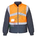 Giacca alta visibilità bicolore reversibile, 100% poliestere, 190 gr, omologata EN ISO 20471, colore arancione/blu navy