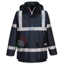 Giacca da lavoro antistatica e resistente alla fiamma, 98% poliestere + 2% fibra di carbonio, impermeabile ed ignifuga, omologata EN ISO 14116 + EN 1149 + EN 13034 + EN 343 + EN 14058, colore blu navy