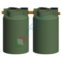 Fossa settica bicamerale, A.E. 30, Mis. Ø 2800 x 2300 H mm, capacità 3500 Lt