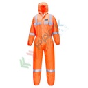 Tuta alta visibilità BizTex SMS 55 gr, tessuto trilaminato per un' elevata resistenza alla trazione e robustezza, certificata EN ISO 13982 + EN 13034 + EN 1073-2 + EN 1149 -5, colore arancione, tg. M (50 pz.)