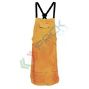 Grembiule da lavoro per saldatura, in pelle bovina crosta, spessore 1,3 mm, omologato EN ISO 11611, colore marrone