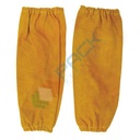 Manichetta da lavoro protezione da saldatura in pelle vellutata spaccata con cuciture di para-aramide, protezione saldatura Classe 2, polsini elasticizzati, omologata EN ISO 11611, colore marrone