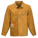 Giacca da lavoro da saldatura, in crosta bovina per una finitura premium, spessore 1,3 mm, omologata EN ISO 11611 classe 2, colore marrone