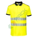 Polo alta visibilità in maglia in 55% cotone + 45% poliestere 175 gr, nastro premium HiVisTex Pro, anello sotto la chiusura per aggancio di occhiali/penne, certificata EN ISO 20471 Classe 2 + RIS 3279 TOM, colore giallo/nero, tg. 3XL
