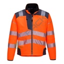 Giacca alta visibilità Softshell, modello performante PW3, 94% poliestere + 6% Elastan, 310 gr, omologata EN ISO 20471, colore arancione/grigio