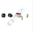 Kit per cisternette completo di adattatore, valvola con portagomma curvo, tappo
