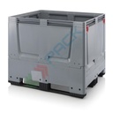 Cassa pallet in plastica (HDPE), 3 traverse, con pareti abbattibili, Mis. 1200 L x 1000 P x 1000 H mm, base e pareti chiuse