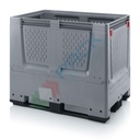 Cassa pallet in plastica (HDPE), 3 traverse, con pareti abbattibili, Mis. 1200 L x 800 P x 1000 H mm, base e pareti forate