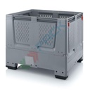 Cassa pallet in plastica (HDPE), 4 piedi, con pareti abbattibili, Mis. 1200 L x 1000 P x 1000 H mm, base e pareti forate