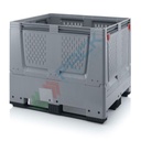 Cassa pallet in plastica (HDPE), 3 traverse, con pareti abbattibili, Mis. 1200 L x 1000 P x 1000 H mm, base e pareti forate