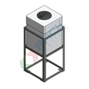 Serbatoio in plastica (PE) per chimici e alimenti, parallelepipedo rettangolare con struttura, capacità 120 Lt, Mis. 490 L x 450 P x 1180 H mm, colore neutro