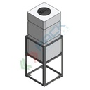 Serbatoio in plastica (PE) per chimici e alimenti, parallelepipedo rettangolare con struttura, capacità 180 Lt, Mis. 490 L x 450 P x 1485 H mm, colore neutro