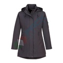 Cappotto da lavoro Softshell da donna, 94% poliestere + 6% elastan, modello Carla, idrorepellente e traspirante con flap di chiusura frontale, colore grigio
