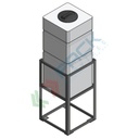 Serbatoio in plastica (PE) per chimici e alimenti, parallelepipedo rettangolare con struttura, capacità 200 Lt, Mis. 490 L x 450 P x 1585 H mm, colore neutro