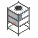 Serbatoio in plastica (PE) per chimici e alimenti, parallelepipedo rettangolare con struttura, capacità 370 Lt, Mis. 730 L x 680 P x 1240 H mm, colore neutro