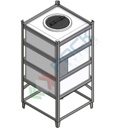 Serbatoio in plastica (PE) per chimici e alimenti, parallelepipedo rettangolare con struttura, capacità 500 Lt, Mis. 730 L x 680 P x 1510 H mm, colore neutro