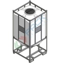 Serbatoio in plastica (PE) per chimici e alimenti, parallelepipedo rettangolare con struttura, capacità 1700 Lt, Mis. 1110 L x 1035 P x 2380 H mm, colore neutro