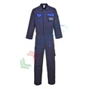 Tuta da lavoro bicolore, in tessuto Texo Cotton Rich 60% Cotone + 40% Poliestere, 245 gr, 14 tasche, elegante offre comfort e protezione totale, colore blu navy