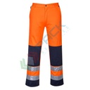 Pantaloni alta visibilità in tessuto Kingsmill Polycotton (65% poliestere + 35% cotone), 245 gr, modello Seville, omologati CE + EN ISO 20471 Classe 2, colore arancione/blu navy, tg. M