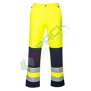 Pantaloni alta visibilità in tessuto Kingsmill Polycotton (65% poliestere + 35% cotone), 245 gr, modello Seville, omologati CE + EN ISO 20471 Classe 2, colore giallo/blu navy, tg. M