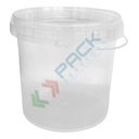 Secchio plastica (PP) conico, capacità 1,5 Lt, Mis. Ø 139 x 135 H mm, manico in plastica, chiusura a pressione (coperchio escluso), colore neutro