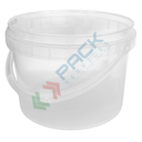 Secchio plastica (PP) conico, capacità 4 Lt, Mis. Ø 207 x 152 H mm, manico in plastica, chiusura a pressione (coperchio escluso), colore neutro