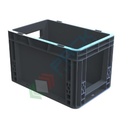 Cassetta in plastica (PP) sovrapponibile con finestra, 7 Lt, mis. 300 L x 200 P x 170 H mm, base chiusa, maniglie passanti