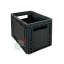 Cassetta in plastica (PP) sovrapponibile, 7 Lt, Mis. 300 L x 200 P x 170 H mm, base e pareti chiuse, maniglie passanti