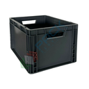 Cassetta in plastica (PP) sovrapponibile, 20 Lt, mis. 400 L x 300 P x 220 H mm, base e pareti chiuse, maniglie passanti