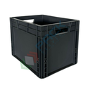 Cassetta in plastica (PP) sovrapponibile, 25 Lt, mis. 400 L x 300 P x 270 H mm, base e pareti chiuse, maniglie passanti