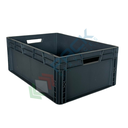 Cassetta in plastica (PP) sovrapponibile, 45 Lt, mis. 600 L x 400 P x 220 H mm, base e pareti chiuse, maniglie passanti