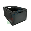 Cassetta in plastica (PP) sovrapponibile, 55 Lt, mis. 600 L x 400 P x 280 H mm, base e pareti chiuse, maniglie passanti
