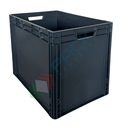 Cassetta in plastica (PP) sovrapponibile, 90 Lt, mis. 600 L x 400 P x 440 H mm, base e pareti chiuse, maniglie passanti