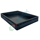 Cassetta in plastica (PP) sovrapponibile, 45 Lt, mis. 800 L x 600 P x 120 H mm, base e pareti chiuse, maniglie chiuse