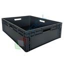 Cassetta in plastica (PP) sovrapponibile 92 Lt, mis. 800 L x 600 P x 220 H mm, base e pareti chiuse, maniglie passanti