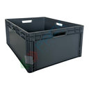 Cassetta in plastica (PP) sovrapponibile, 145 Lt, mis. 800 L x 600 P x 340 H mm, base e pareti chiuse, maniglie passanti
