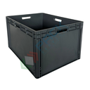 Cassetta in plastica (PP) sovrapponibile, 185 Lt, mis. 800 L x 600 P x 440 H mm, base e pareti chiuse, maniglie passanti