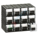 Cassettiera in plastica componibile con 12 cassetti, mis. 225 L x 133 P x 169 H mm, colore trasparente
