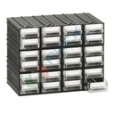 Cassettiera in plastica componibile con 24 cassetti, mis. 225 L x 133 P x 169 H mm, colore trasparente