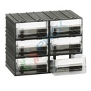 Cassettiera in plastica componibile con 6 cassetti, mis. 225 L x 133 P x 169 H mm, colore trasparente
