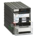 Cassettiera in plastica componibile con 2 cassetti, mis. 169 L x 323 P x 228 H mm, colore trasparente