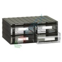 Cassettiera in plastica componibile con 4 cassetti, mis. 562 L x 390 P x 228 H mm, colore trasparente