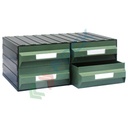 Cassettiera in plastica componibile con 4 cassetti, mis. 562 L x 390 P x 228 H mm, colore verde